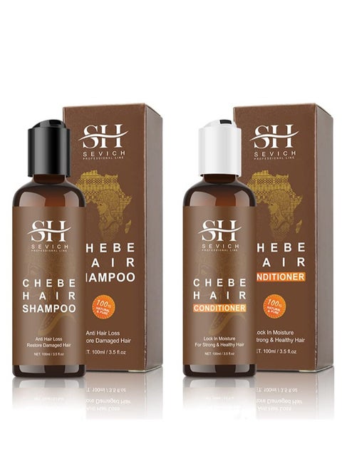 Naturals 100ml Chebe Hair Shampoo & 100ml Chebe Hair Conditioner Set，With 100% African Chebe Essence Powder, Thin Loss Hair Treatment, Moisture&Repair Damaged Hair Root, Scalp Skin Refresh