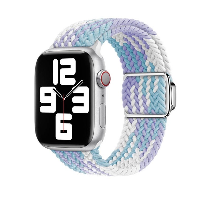 سوار ساعة ذكية سوار نايلون حلقي متوافق مع Apple Watch 38/40/41/42/44/45/49mm بملاءمة قابلة للتعديل وحزام بديل باللون بنفسجي قابل للتعديل - Image 1
