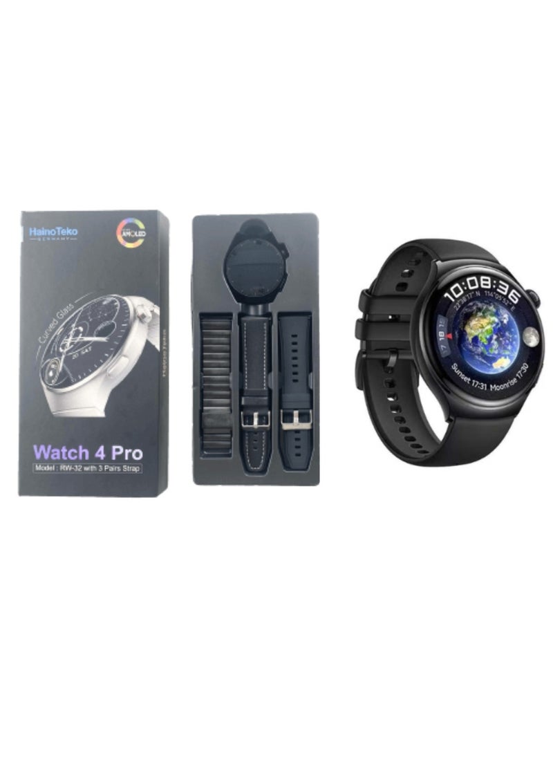 Haino Teko - RW 32 Smart Watch With 3 Pairs Straps HD IPS AMOLED Display Waterproof Smartwatch 4 Pro Curved Glass App Control Heart Rate GPS And Fitness Smartwatch - Image 1