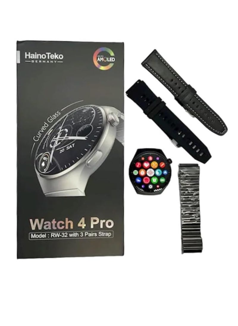 Haino Teko - RW 32 Smart Watch With 3 Pairs Straps HD IPS AMOLED Display Waterproof Smartwatch 4 Pro Curved Glass App Control Heart Rate GPS And Fitness Smartwatch - Image 1
