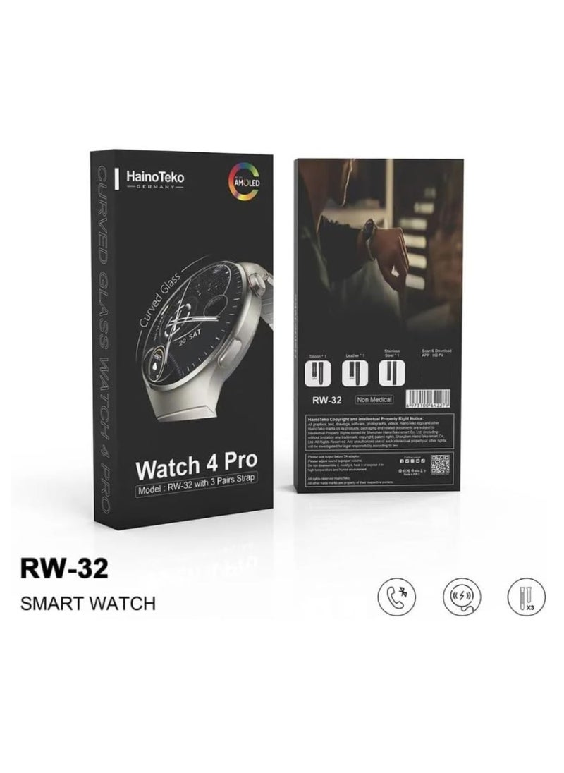 Haino Teko - RW 32 Smart Watch With 3 Pairs Straps HD IPS AMOLED Display Waterproof Smartwatch 4 Pro Curved Glass App Control Heart Rate GPS And Fitness Smartwatch - Image 1