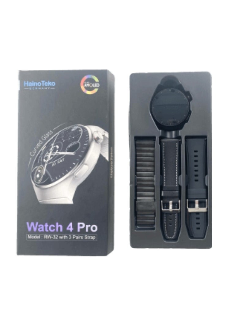 Haino Teko - RW 32 Smart Watch With 3 Pairs Straps HD IPS AMOLED Display Waterproof Smartwatch 4 Pro Curved Glass App Control Heart Rate GPS And Fitness Smartwatch - Image 1