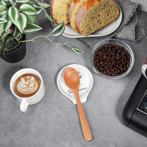 Koluti Silicone Coffee Spoon Rest for Coffee Station Decor, Small Spoon Stirrers Teaspoon Holder for Countertop, Cute Spoon Buddy Coffee Accessories, 3.6”L x 3.5”W x 0.6”H, White - Image 2