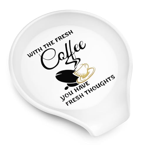 Koluti Silicone Coffee Spoon Rest for Coffee Station Decor, Small Spoon Stirrers Teaspoon Holder for Countertop, Cute Spoon Buddy Coffee Accessories, 3.6”L x 3.5”W x 0.6”H, White - Image 1