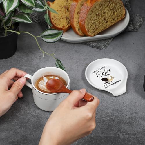 Koluti Silicone Coffee Spoon Rest for Coffee Station Decor, Small Spoon Stirrers Teaspoon Holder for Countertop, Cute Spoon Buddy Coffee Accessories, 3.6”L x 3.5”W x 0.6”H, White - Image 3