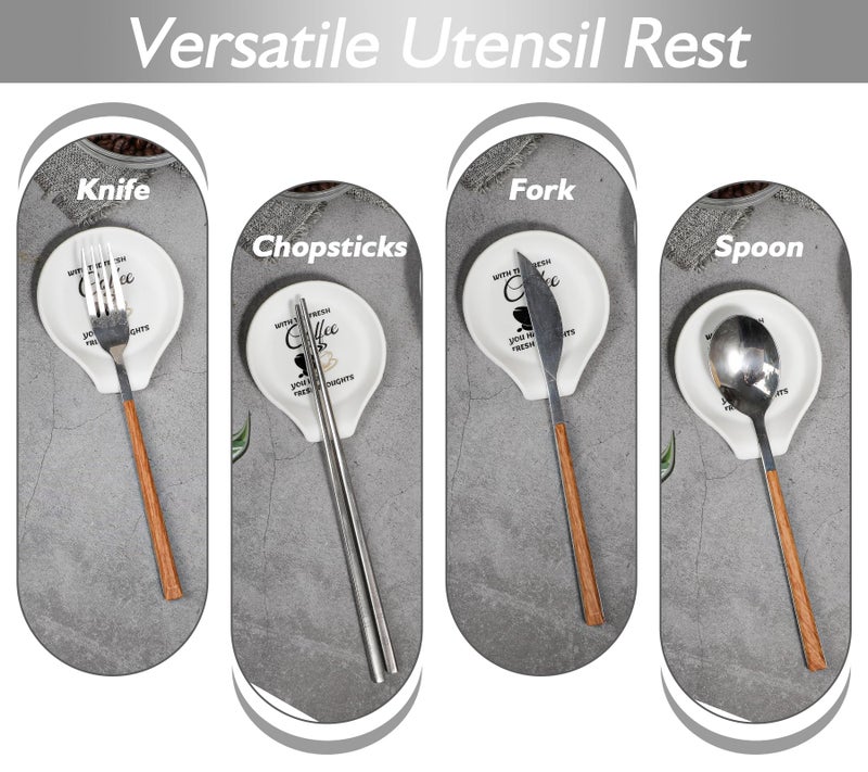 Koluti Silicone Coffee Spoon Rest for Coffee Station Decor, Small Spoon Stirrers Teaspoon Holder for Countertop, Cute Spoon Buddy Coffee Accessories, 3.6”L x 3.5”W x 0.6”H, White - Image 5