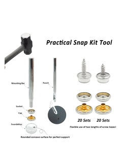 Excefore Canvas Snap Kit, Heavy Duty Snap Fastener Kit, Stainless Steel Snap Button Kit, 20 Sets 10mm Snaps and 20 Sets 15mm Snaps, Suitable for Boat Cover, Tarps, Canvas, Leather  - Image 3