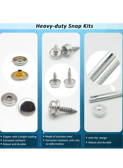 Excefore Canvas Snap Kit, Heavy Duty Snap Fastener Kit, Stainless Steel Snap Button Kit, 20 Sets 10mm Snaps and 20 Sets 15mm Snaps, Suitable for Boat Cover, Tarps, Canvas, Leather  - Image 5