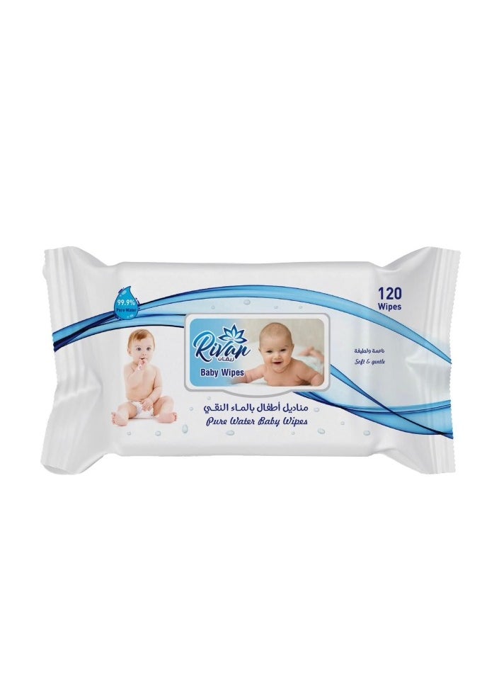 ريفان مجموعة مناديل مبللة بالماء فقط مكونه من 3 عبوات 3×120(360منديل)  - Image 2