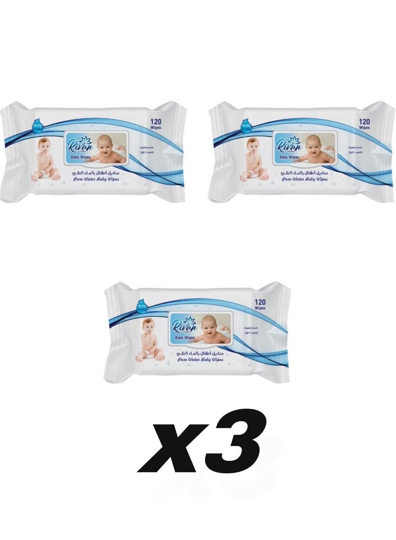 REVAN A set of water-only wipes for children consisting of 3 packs 3 x 120 (360 wipes) - Image 2