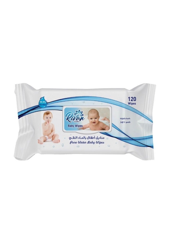 ريفان مجموعة مناديل مبللة بالماء النقي  للأطفال مكونه من 3 عبوات 3×120(360منديل) - Image 4