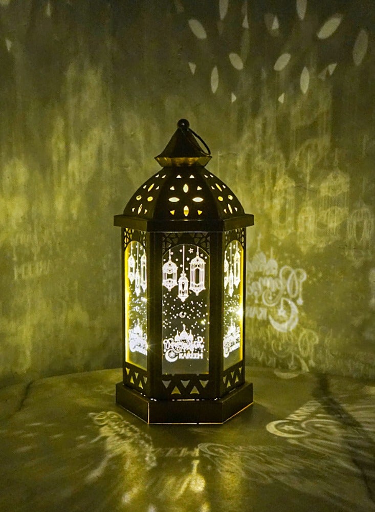 VUCATIN Ramadan Candle Lantern 11.2'' LED Eid Mubarak Lantern Decorative Moon Star Ramadan Lights LED Vintage Metal Hanging Holder for Home Indoor Outdoor Tabletop Festival Party Decor - Image 1