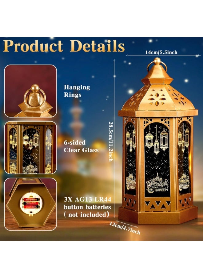 VUCATIN Ramadan Candle Lantern 11.2'' LED Eid Mubarak Lantern Decorative Moon Star Ramadan Lights LED Vintage Metal Hanging Holder for Home Indoor Outdoor Tabletop Festival Party Decor - Image 3