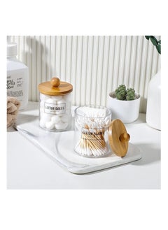 MahMir Bathroom Jars Qtip Holder, Apothecary Jars, Acrylic Cotton Ball Holder, Clear Bathroom Canisters with Bamboo Lids for Cotton Swab Cotton Brush (2 Jars Pack) - pzsku/Z2E7E9E8F44593D262703Z/45/_/1674985573/86f34ee6-8d3c-4c8b-be78-e874011fcf67