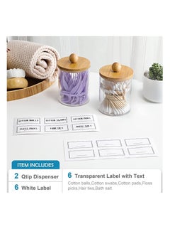 MahMir MahMir Bathroom Jars Qtip Holder, Apothecary Jars, Acrylic Cotton Ball Holder, Clear Bathroom Canisters with Bamboo Lids for Cotton Swab Cotton Brush (2 Jars Pack)  - Image 2