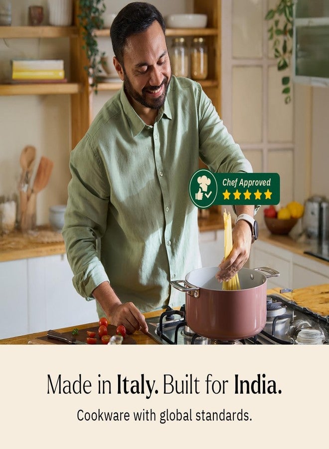 Ember Cookware قدر طهي سيراميك أرسيللا من إمبر كوكوير، 24 سم | قدر سعة 5 لترات غير لاصق وغير سام مع غطاء | معتمد من هيئة المواصفات والمقاييس الهندية | أواني طهي سيراميك | قدر برياني | خالٍ من مركبات PFAS وPTFE | ضمان 5 سنوات | تيراكوتا - Image 4