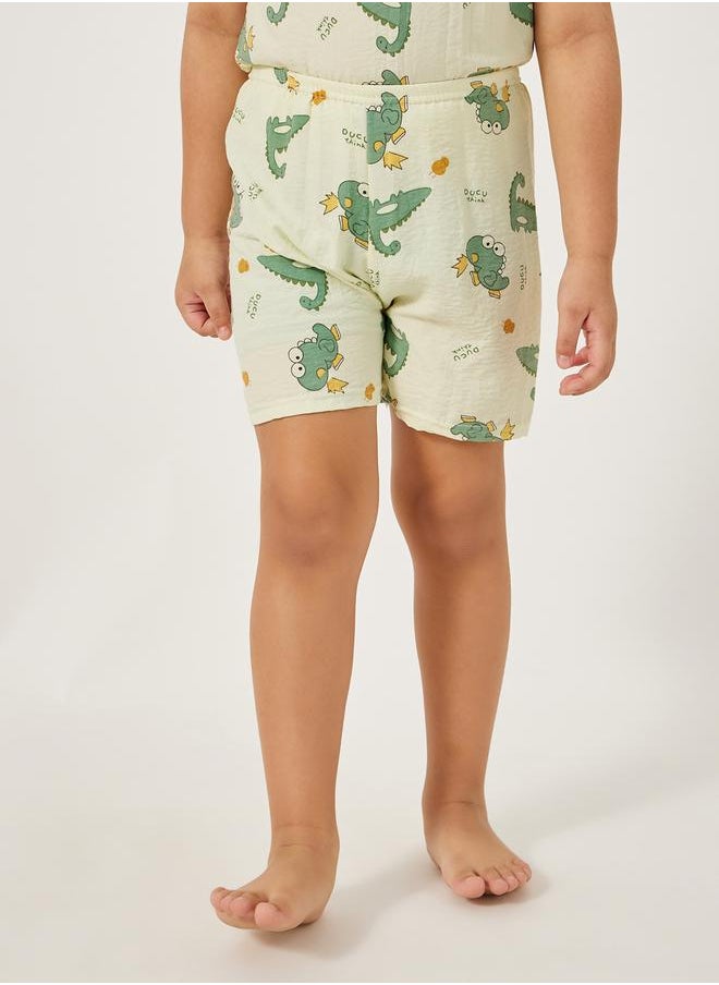 Styli Graphic Print Round Neck T-Shirt and Shorts Pyjama Set  - Image 5