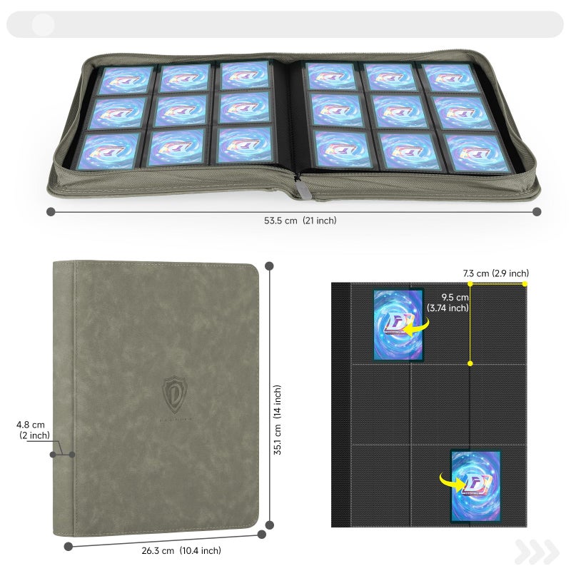 Deoyibu 9 Pocket Card Binder,360 Pockets Trading Card Binder,Double Sided Pocket Collection Binder,Card Folder for MTG,TCG,Game Cards,Sport Cards,Grey - Image 3
