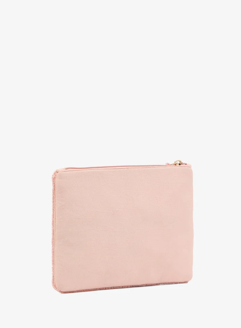 Ginger Boutique Pink embroidered cherry embellished beaded clutch for Women | Best Price UAE