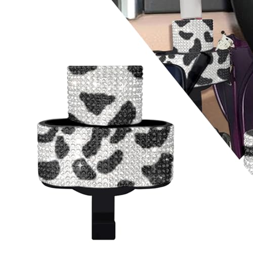 I3DIDEA Bling Car Chapstick Holder with Rhinestones2in1 Compact Lipstick Sunglasses Holder Adhesive Mount Cosmetic Organizer Car Interior Accessories for Women Cows - Image 1