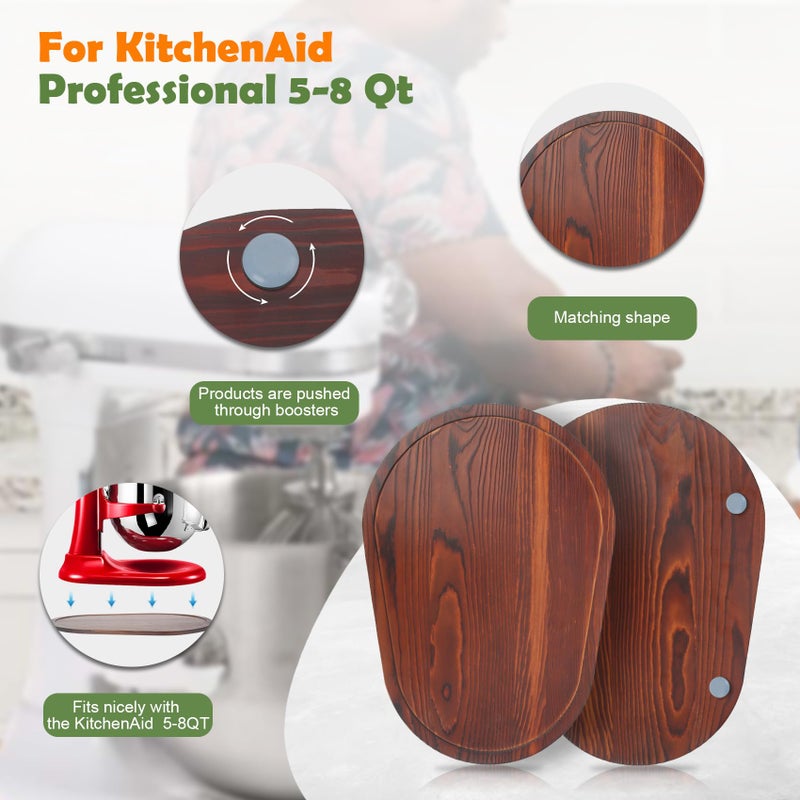 JAYOBGO Bamboo Mixer Slider for Kitchen Aid 5-8 Qt Bowl Lift Stand Mixer, Kitchen Appliance sliding mat Countertop Storage Attachments, Mixer Accessories Sliding Tray Moving Board for Kitchen Aid (Brown) - Image 4