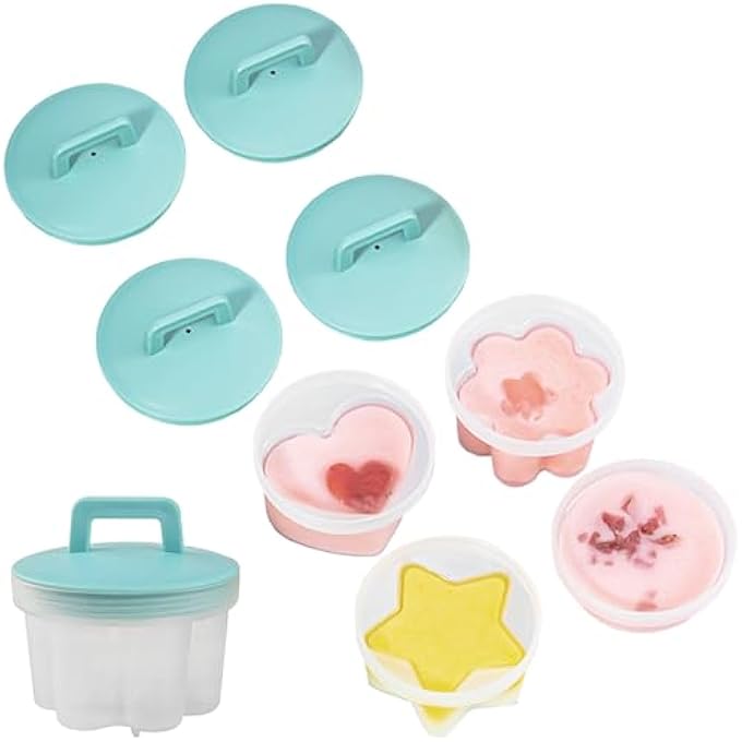 nalaina 4 Pcs Egg Poacher Cups Poached Egg Maker Set Fried Egg Molds Nonstick With Brush Handle With Cover Heat Resistant Reusable For Diy Steamer Pan 75X7CmGreen - Image 2