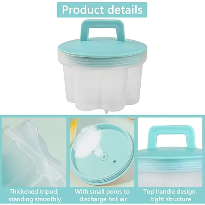 nalaina 4 Pcs Egg Poacher Cups Poached Egg Maker Set Fried Egg Molds Nonstick With Brush Handle With Cover Heat Resistant Reusable For Diy Steamer Pan 75X7CmGreen - Image 4