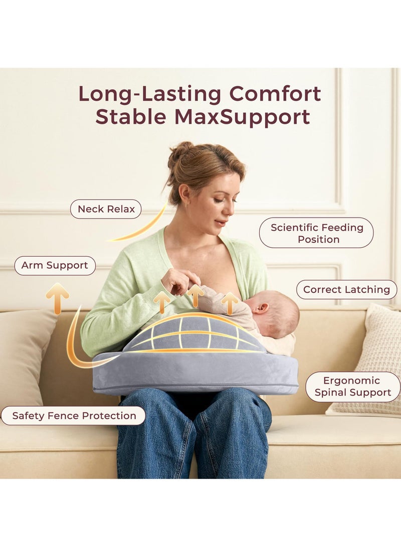 وسادة رضاعة من إسفنج الذاكرة الحصري - سياج أمان رائد - وسادة رضاعة طبيعية كبيرة الحجم لراحة ودعم مريحين - رضاعة أسهل وأكثر صحة - مناسبة للجميع، غطاء قابل للإزالة - Image 2