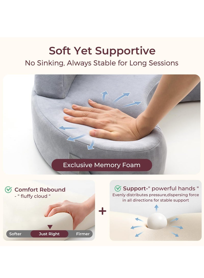 وسادة رضاعة من إسفنج الذاكرة الحصري - سياج أمان رائد - وسادة رضاعة طبيعية كبيرة الحجم لراحة ودعم مريحين - رضاعة أسهل وأكثر صحة - مناسبة للجميع، غطاء قابل للإزالة - Image 3