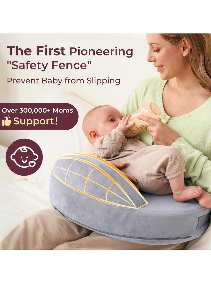 وسادة رضاعة من إسفنج الذاكرة الحصري - سياج أمان رائد - وسادة رضاعة طبيعية كبيرة الحجم لراحة ودعم مريحين - رضاعة أسهل وأكثر صحة - مناسبة للجميع، غطاء قابل للإزالة - Image 4
