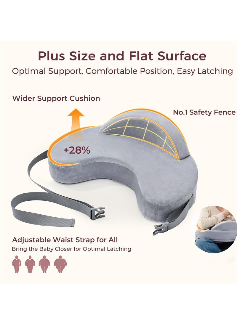 وسادة رضاعة من إسفنج الذاكرة الحصري - سياج أمان رائد - وسادة رضاعة طبيعية كبيرة الحجم لراحة ودعم مريحين - رضاعة أسهل وأكثر صحة - مناسبة للجميع، غطاء قابل للإزالة - Image 5