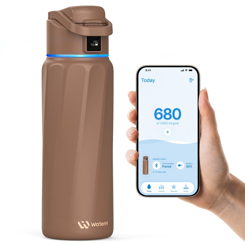 WaterH BOOST Smart Water Bottle with Reminder Tracker Double Wall Vacuum Insulated Bottles Stainless Steel 32oz BPAFree Wide Mouth for School Gym Office Ideal for Fathers Day - Image 2