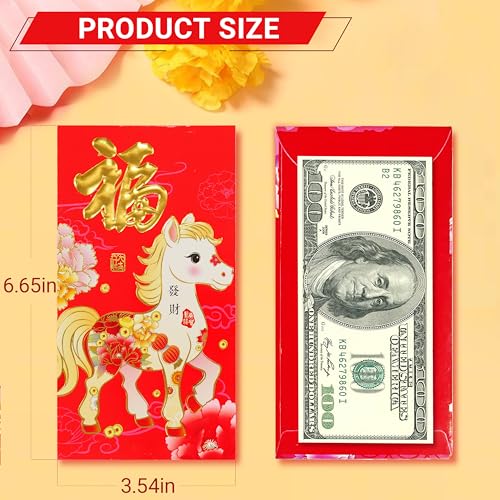 ELLZK Chinese Red Envelopes Horse 2026 Chinese New Year Lunar New Year Decorations Lucky Money Envelopes Gifts 6 Patterns Cartoon (Large 36Pcs) - Image 2