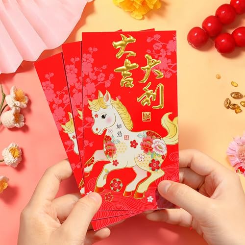 ELLZK Chinese Red Envelopes Horse 2026 Chinese New Year Lunar New Year Decorations Lucky Money Envelopes Gifts 6 Patterns Cartoon (Large 36Pcs) - Image 4