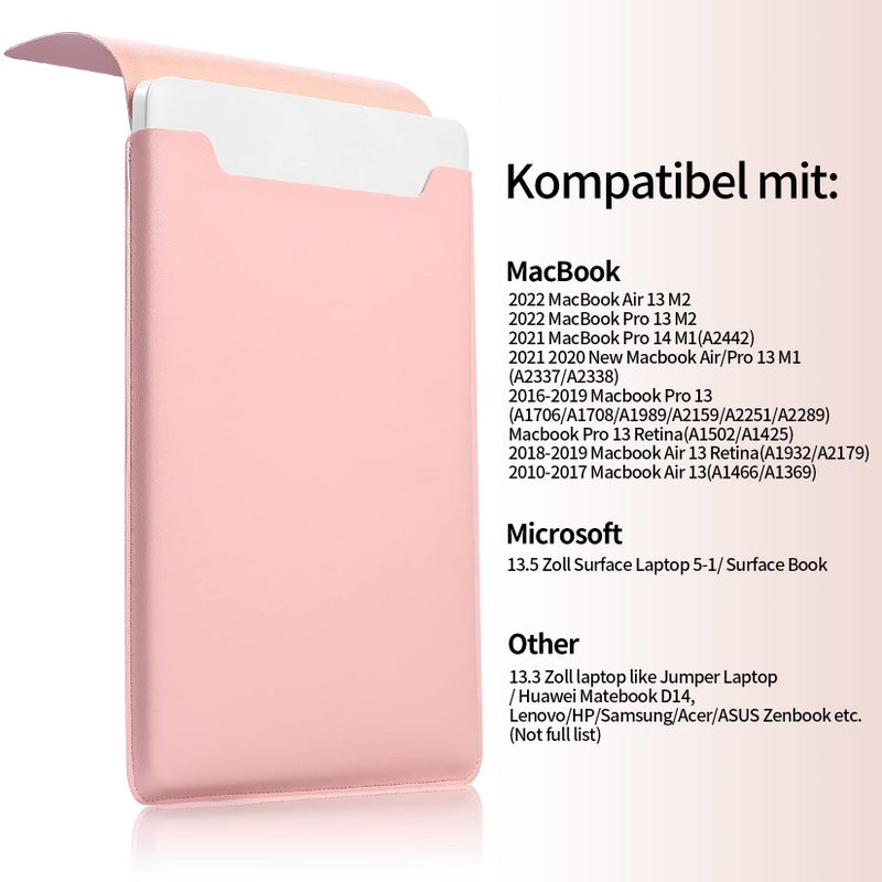 HexinYigjly 13.3-14" Laptop Sleeve, Padded Laptop Case, Thin Portable Case Bag - Compatible with 2022 Pro 14 inch/2015 Pro 13.3 inch/2015 Air 13.3 inch (Light Pink) - Image 3