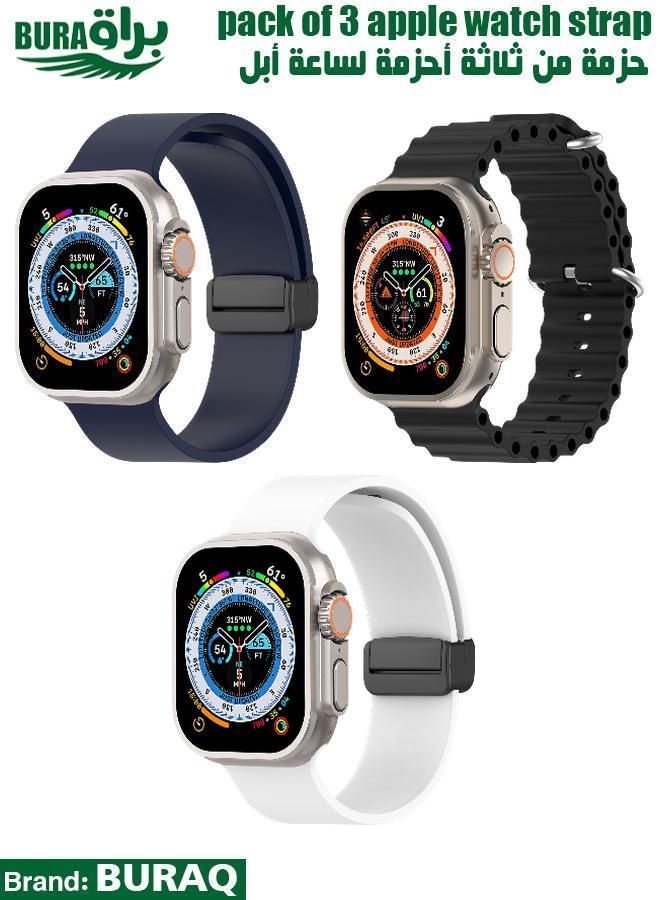 BURAQ Apple Watch Band Strap For Apple Watch Ultra 2/Ultra 49mm, Series 10 46mm, 9/8/7 45mm, SE2/SE/6/5/4 44mm, 3/2/1 42mm
