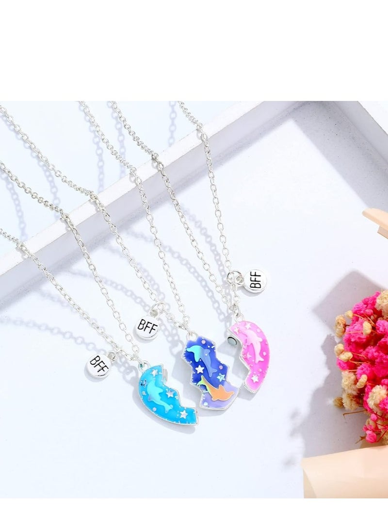 أوزيغالور قلادة صداقة لـ 3 فتيات، قلادة قلب، هدية للأخوات والصديقات المقربات - Image 2