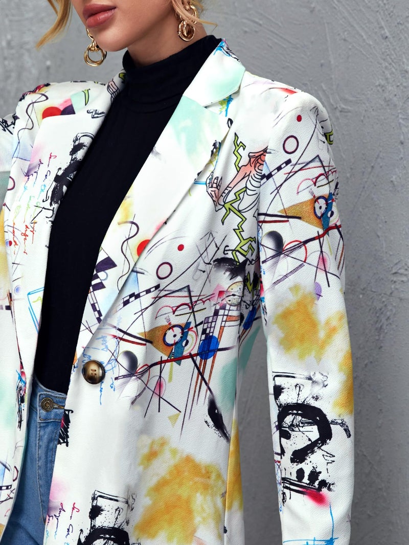 Floerns Women's Casual Long Sleeve Graphic Colorful Blazer Work Suit Jackets Multi 1 L - Image 3