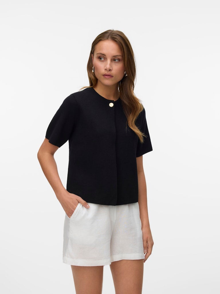 VERO MODA VMGOLD SS ياقة دائرية بزر واحد كاردجان - Image 2