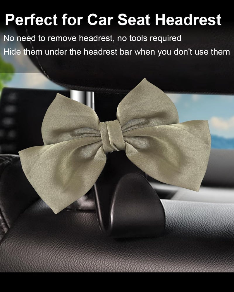 BVGACI 2 Pack Car Purse Hooks, Cute Bow Car Seat Headrest Hook Hanger for Purses and Bags (Grass green) - Image 3