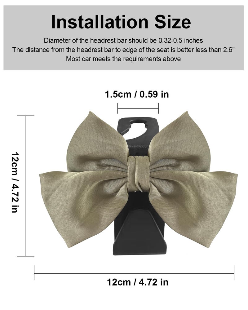 BVGACI 2 Pack Car Purse Hooks, Cute Bow Car Seat Headrest Hook Hanger for Purses and Bags (Grass green) - Image 4