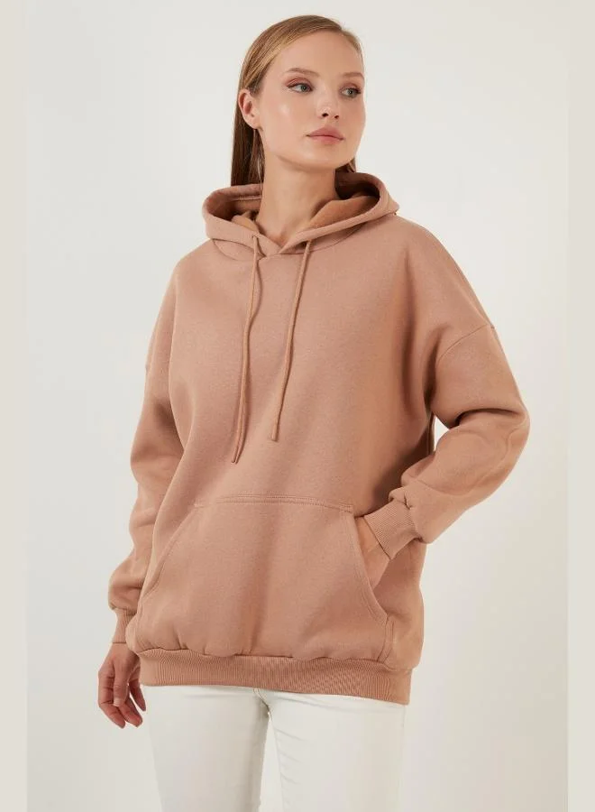 Lela Lela Regular Fit Cotton Hooded Collar Brushed Winter Sweatshirt Women's SWEAT 5863854