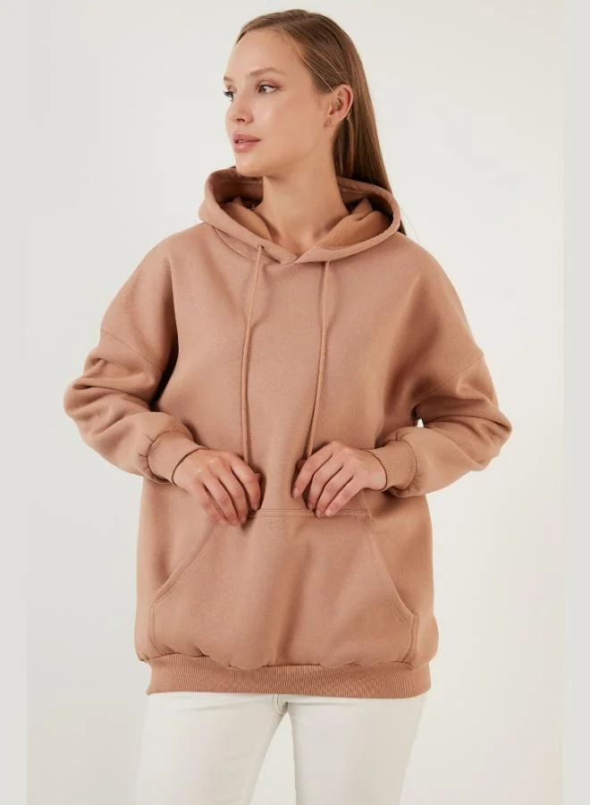 Lela Lela Regular Fit Cotton Hooded Collar Brushed Winter Sweatshirt Women's SWEAT 5863854