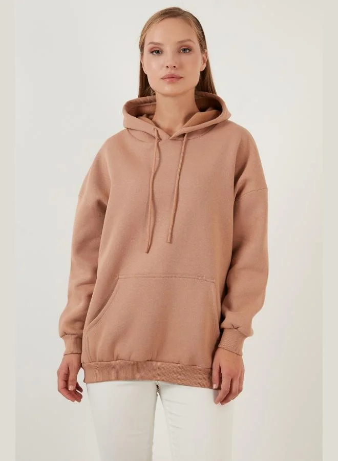 Lela Lela Regular Fit Cotton Hooded Collar Brushed Winter Sweatshirt Women's SWEAT 5863854