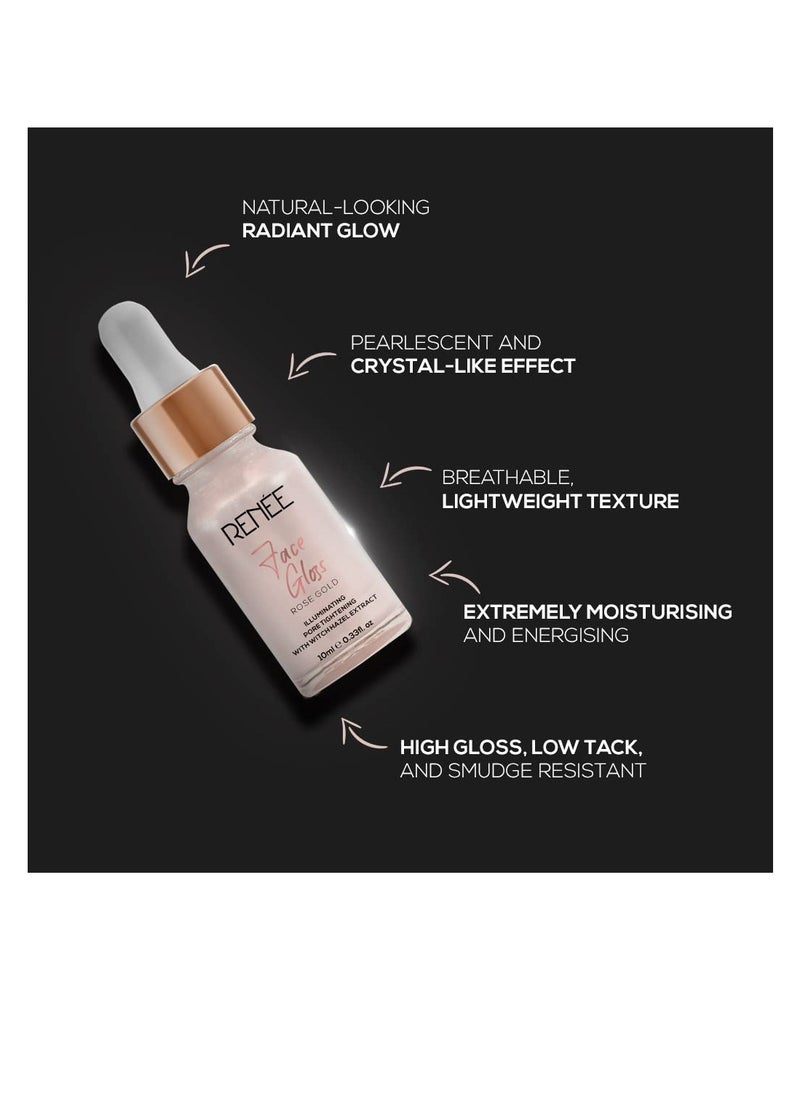 Renee - RENEE Face Gloss For Glass Like Skin   Instant Illumination  Radiant Glow  Pore Tightening Nourishes Skin  Hydrating and Lightweight Moisturizing Glowing Makeup Base With Hyaluronic Acid  Rose Gold - Image 1