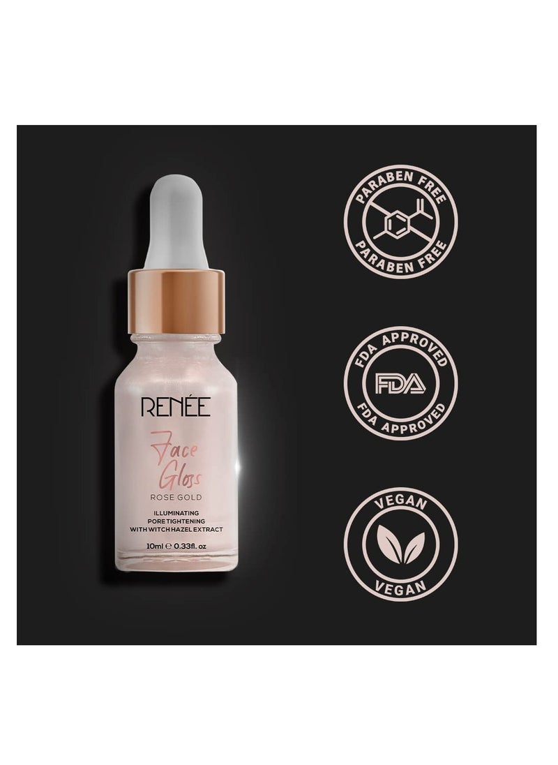 Renee - RENEE Face Gloss For Glass Like Skin   Instant Illumination  Radiant Glow  Pore Tightening Nourishes Skin  Hydrating and Lightweight Moisturizing Glowing Makeup Base With Hyaluronic Acid  Rose Gold - Image 1