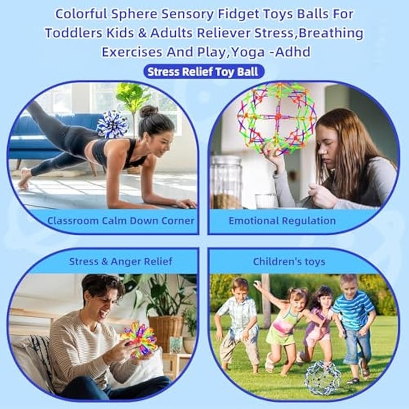 لعبة كرة سحرية قابلة للطي والتوسيع للاطفال بعمر 1 و2 و3 سنوات فما فوق من اجسيكسزلان، لعبة فيدجيت للتنفس للاطفال والكبار، العاب تفاعلية لتخفيف القلق واليقظة، قطعتين - Image 5