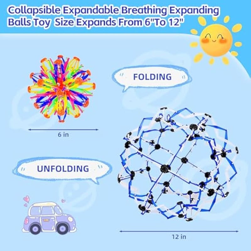 لعبة كرة سحرية قابلة للطي والتوسيع للاطفال بعمر 1 و2 و3 سنوات فما فوق من اجسيكسزلان، لعبة فيدجيت للتنفس للاطفال والكبار، العاب تفاعلية لتخفيف القلق واليقظة، قطعتين - Image 2