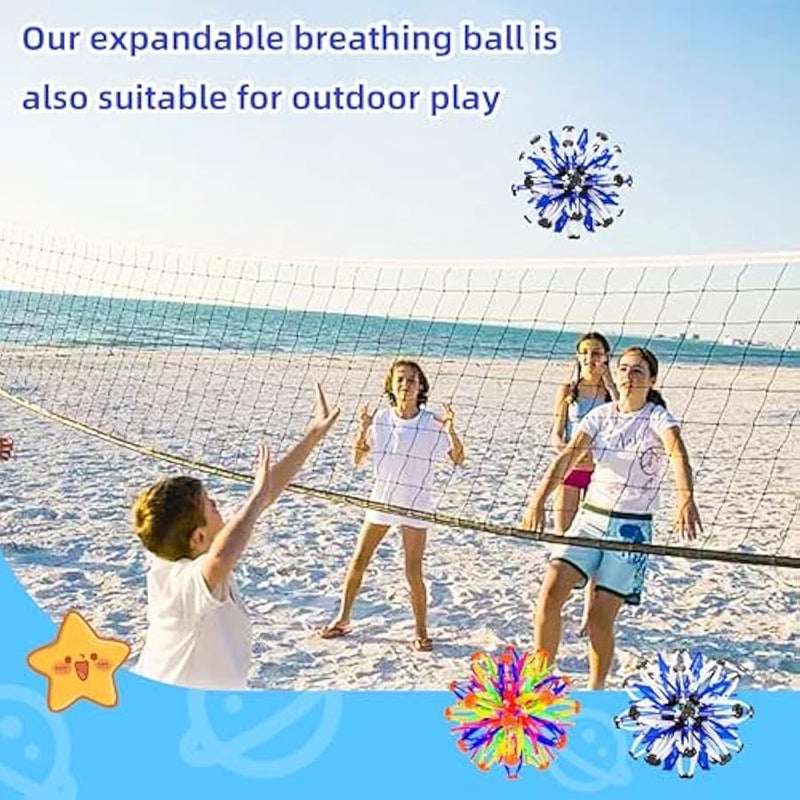 لعبة كرة سحرية قابلة للطي والتوسيع للاطفال بعمر 1 و2 و3 سنوات فما فوق من اجسيكسزلان، لعبة فيدجيت للتنفس للاطفال والكبار، العاب تفاعلية لتخفيف القلق واليقظة، قطعتين - Image 3