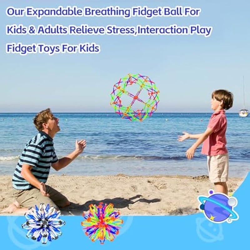 لعبة كرة سحرية قابلة للطي والتوسيع للاطفال بعمر 1 و2 و3 سنوات فما فوق من اجسيكسزلان، لعبة فيدجيت للتنفس للاطفال والكبار، العاب تفاعلية لتخفيف القلق واليقظة، قطعتين - Image 4